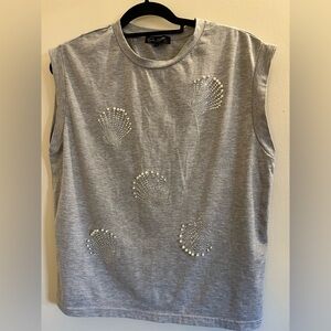 Gray Embellished Sleeveless Top